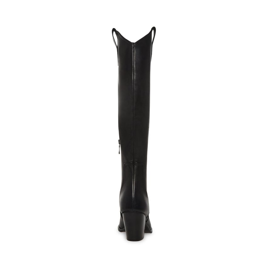 Black Steve Madden Vittoria Leather Women's Knee-high Boots | PH 160716BV